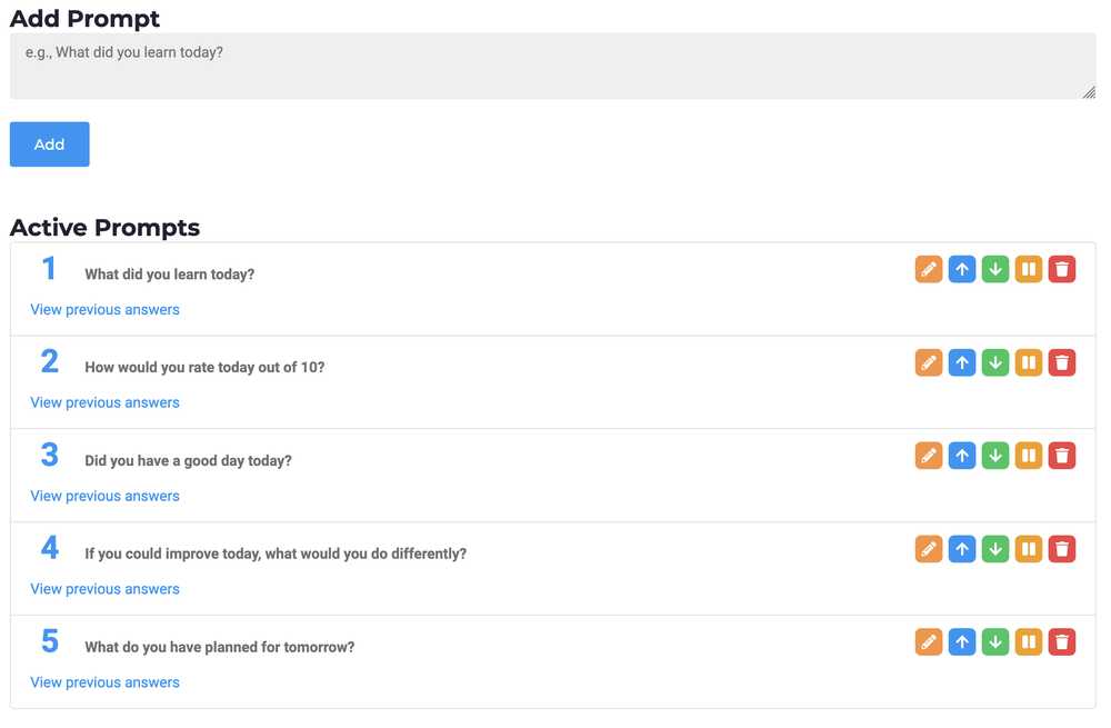 New Feature: Custom Prompts aka Reflection Questions